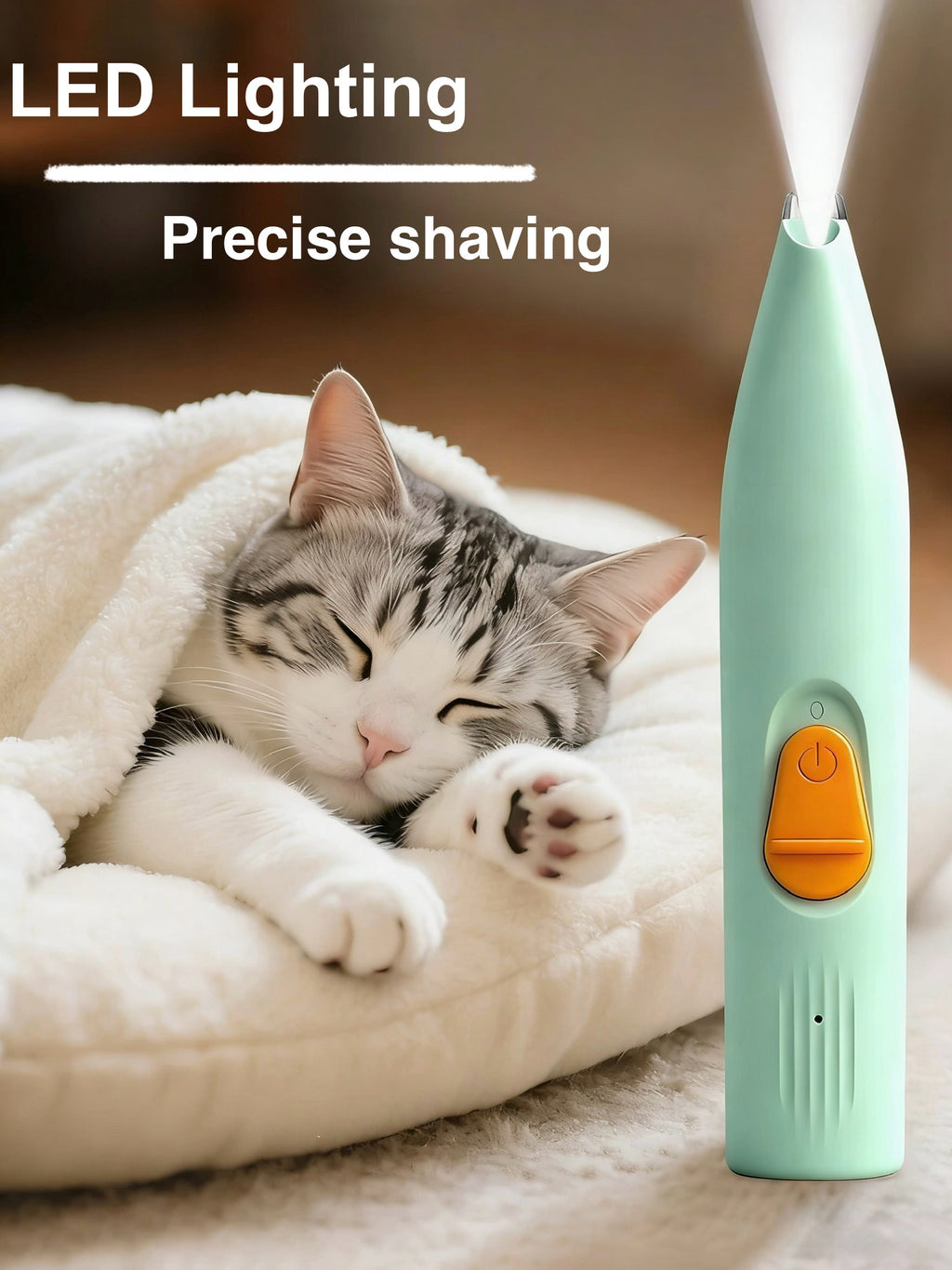 Electric Pet Hair Trimmer – Ultra Silent, Precise Grooming with LED Light