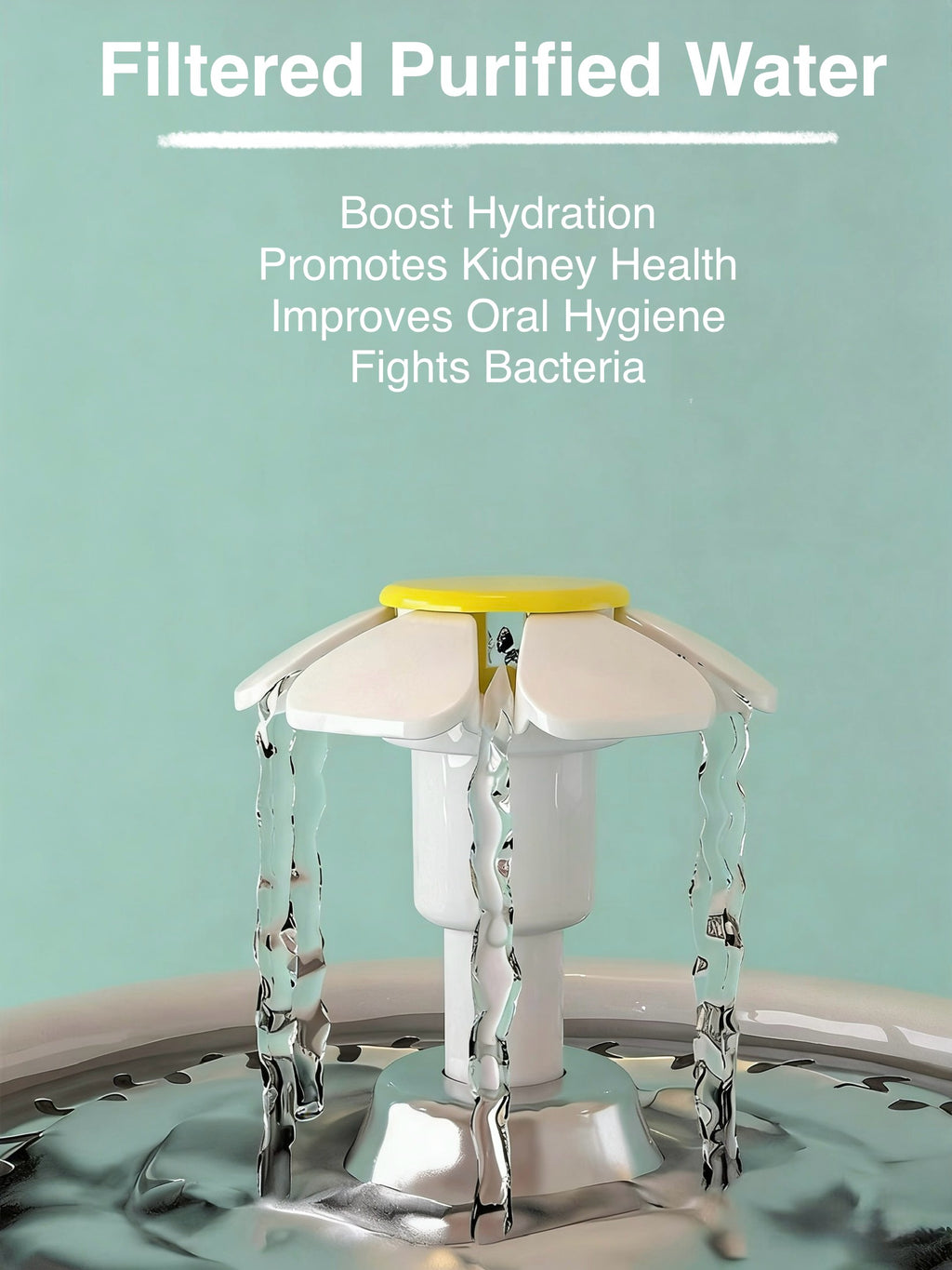 Premium Flower Design Stainless Steel Cat Water Fountain – 2.4L Fresh Flow System