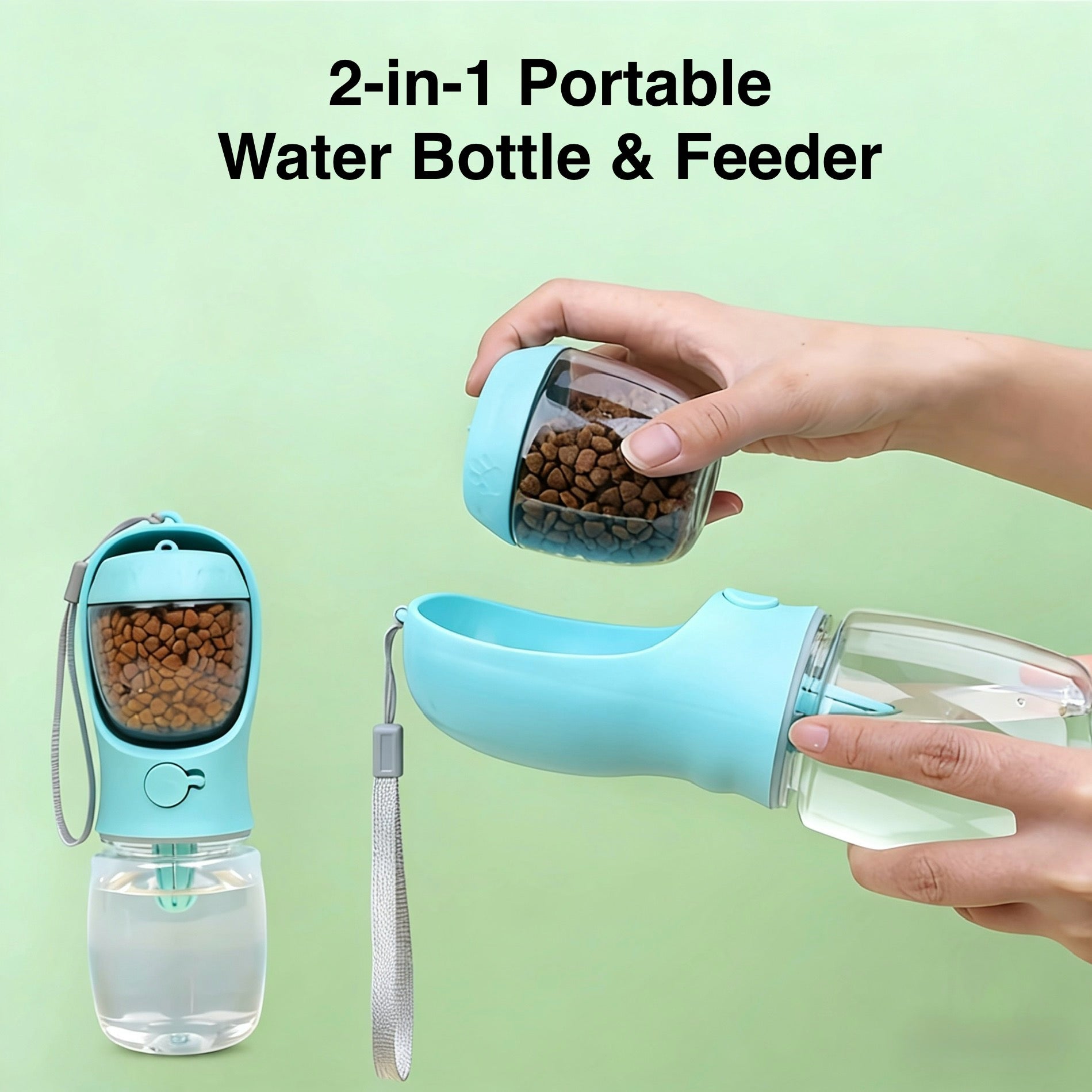 Portable 2-in-1 Pet Water Bottle & Feeder – Convenient Hydration and Feeding on the Go