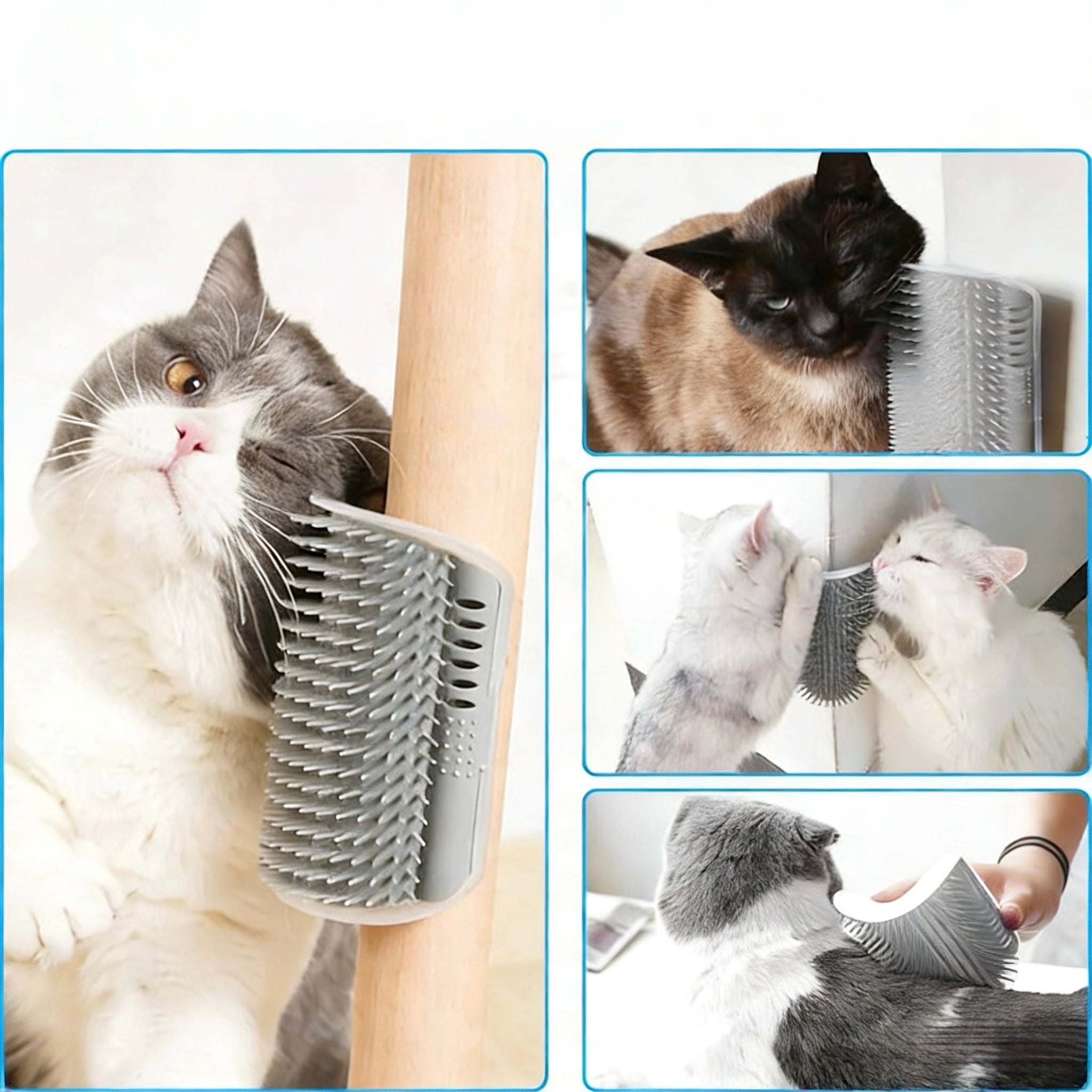 2PCS Corner Self-Grooming Cat Brush – Gentle Fur Massage & Shedding Control