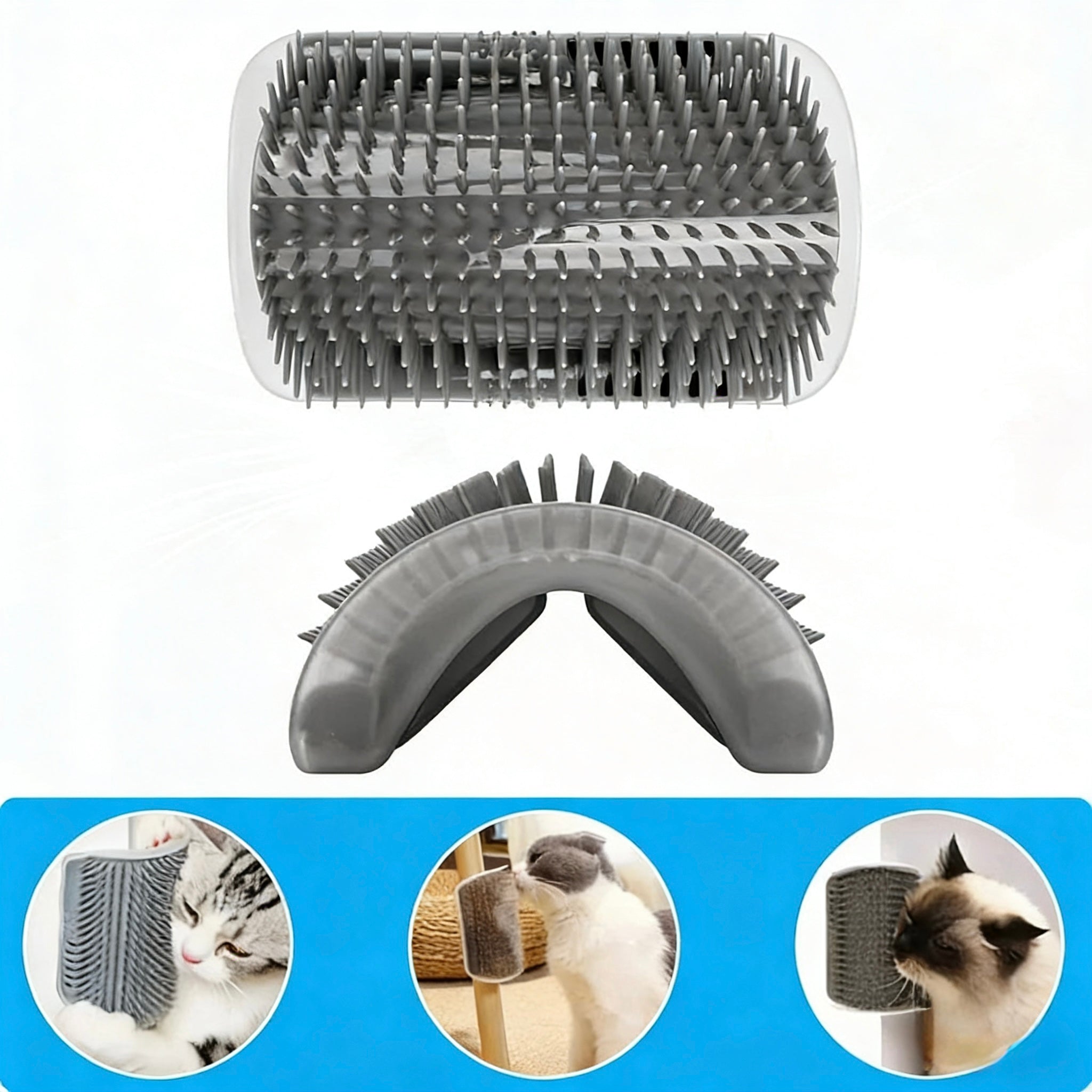 2PCS Corner Self-Grooming Cat Brush – Gentle Fur Massage & Shedding Control