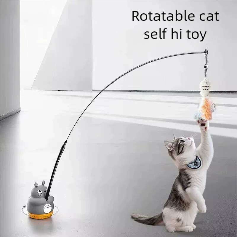 360° Rotating Cat Teaser – Dragon Totoro Design with Bell