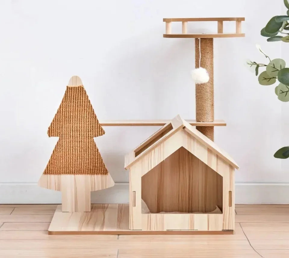Luxury Multi-Layer Wooden Cat Tower