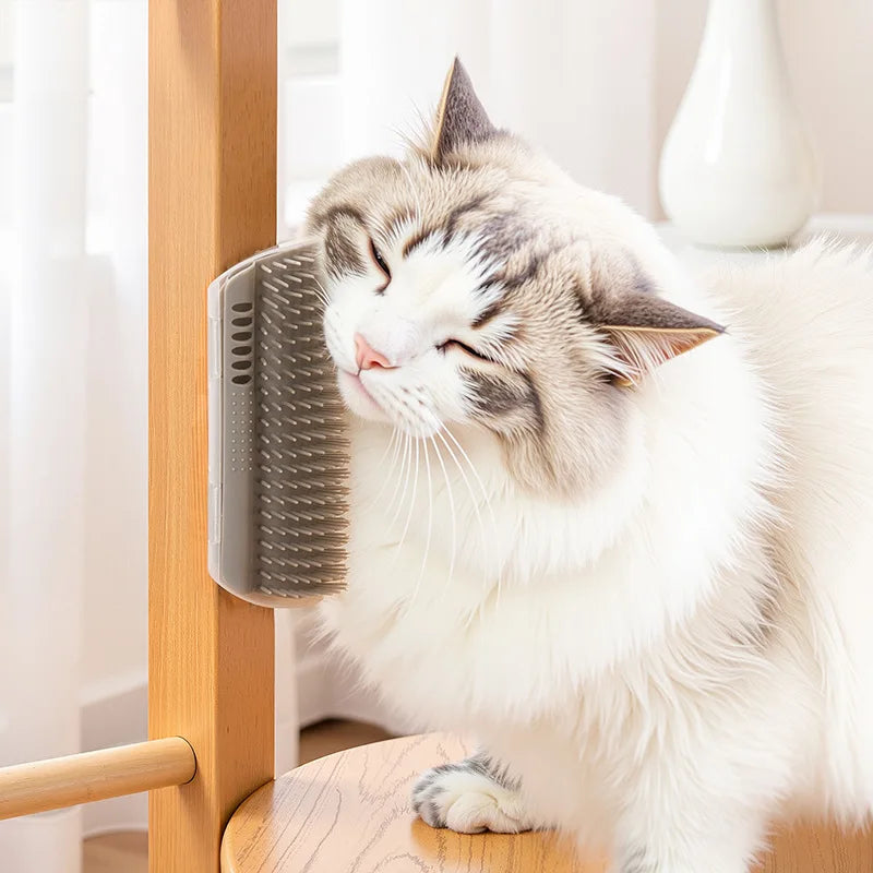 2PCS Corner Self-Grooming Cat Brush – Gentle Fur Massage & Shedding Control