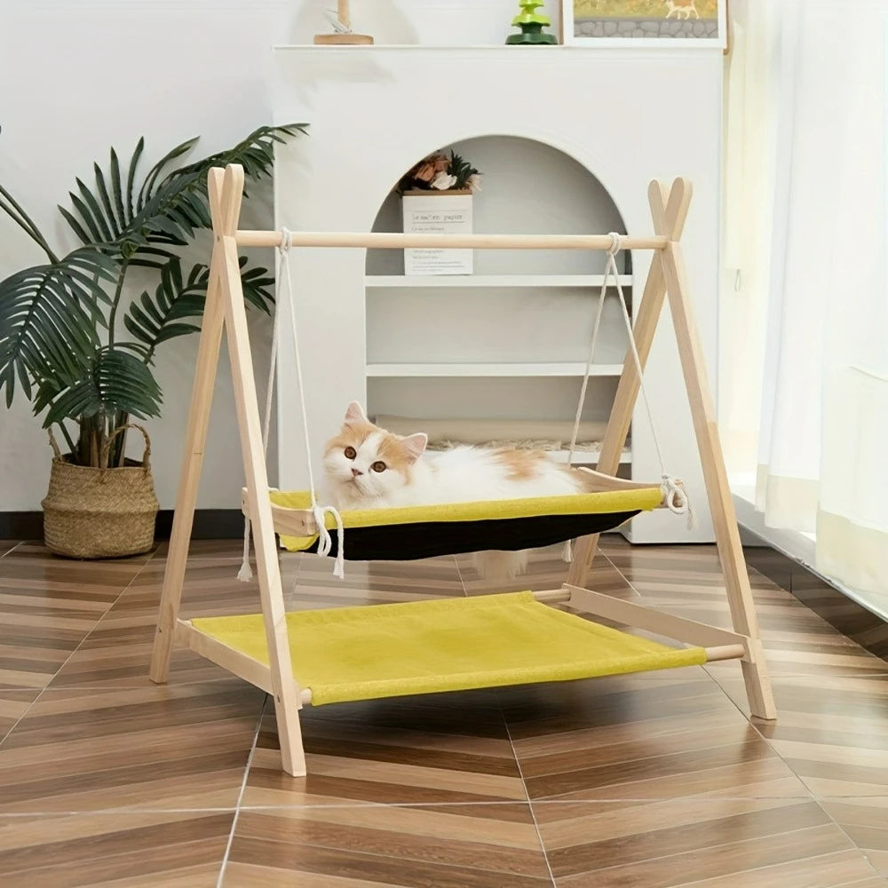 Double Layer Cat Hammock Bed – Elevated Comfort & Secure Support
