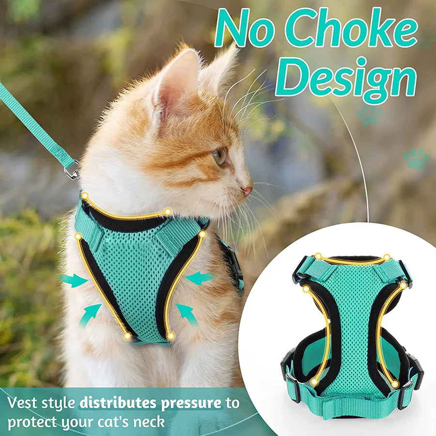 Soft Adjustable Cat Vest Harness – Comfortable, Breathable, and Safe