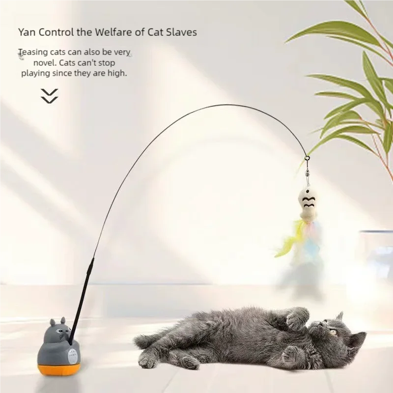 360° Rotating Cat Teaser – Dragon Totoro Design with Bell