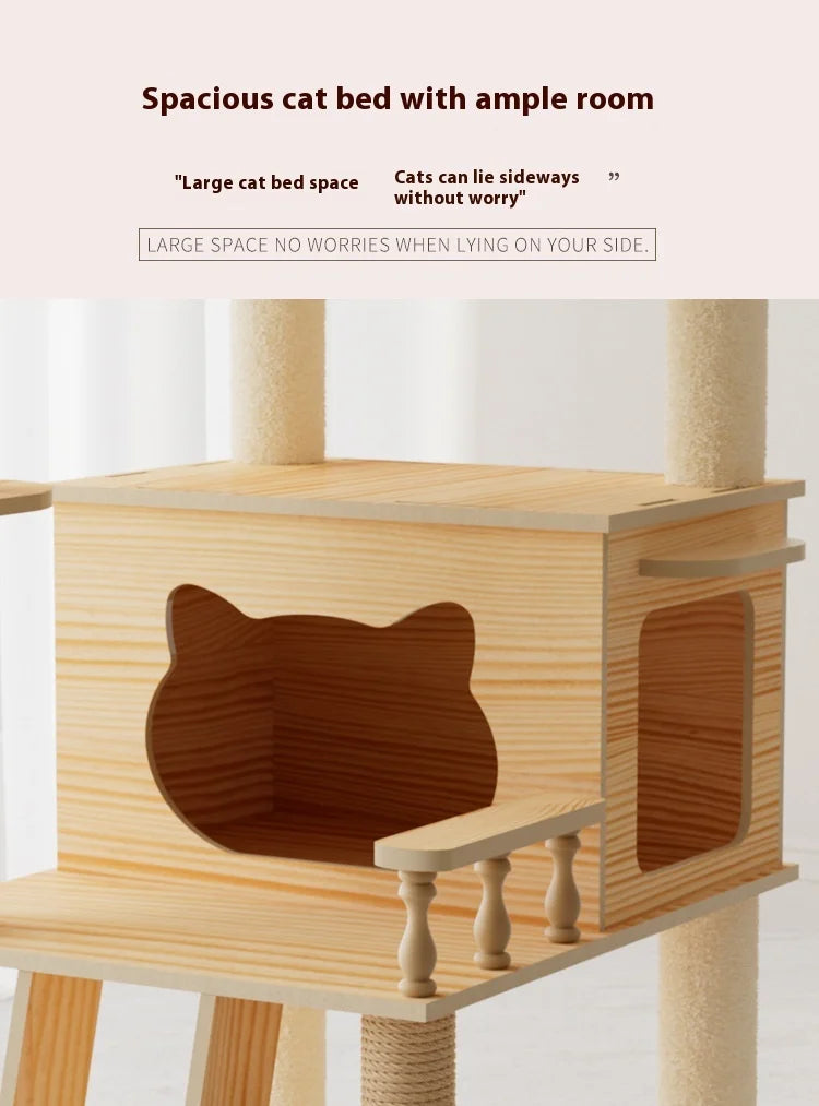 5-Level Cat Tree Villa with Transparent Nest and Scratching Board