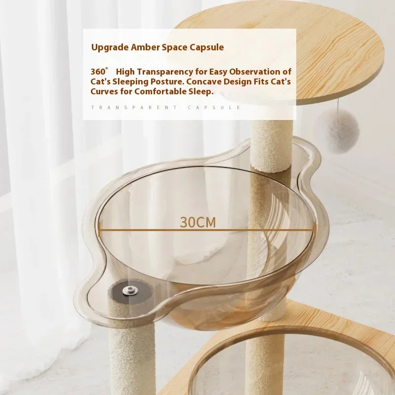 5-Level Cat Tree Villa with Transparent Nest and Scratching Board