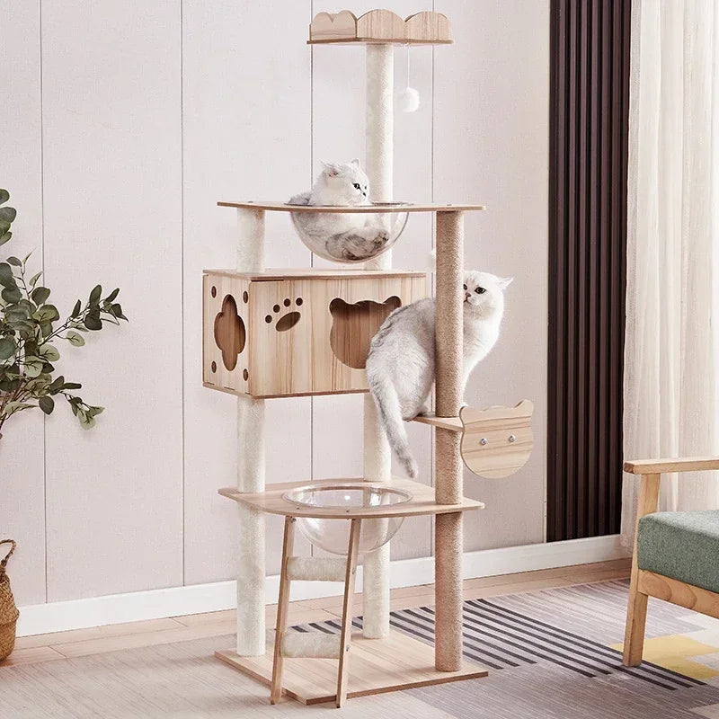Luxury Multi-Layer Wooden Cat Tower