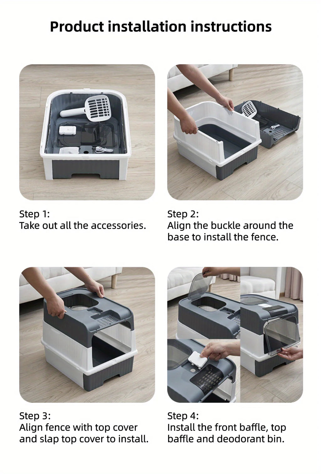 Easy To Clean Portable Fully Enclosed Cat Litter Box with Splash Cover and Shovel