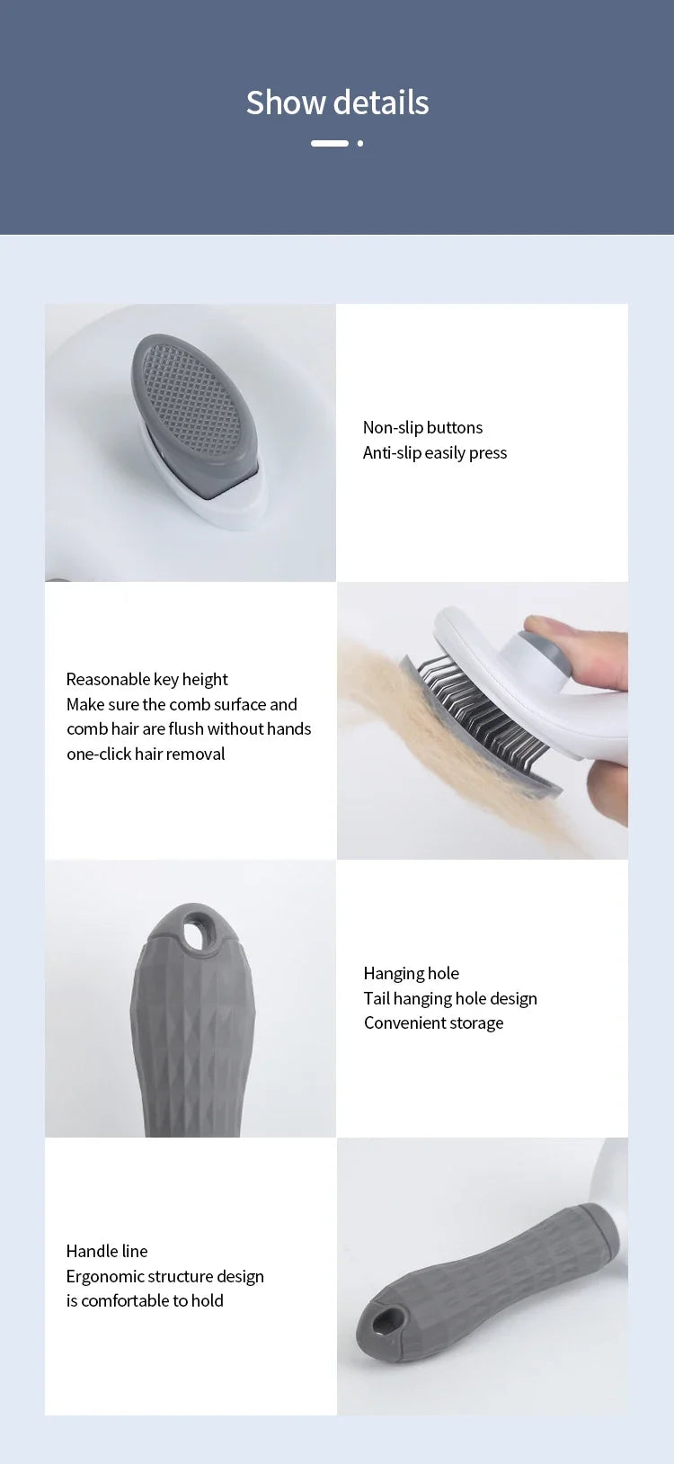 Pet Grooming Brush – Gentle, Effective & Effortless Cleaning