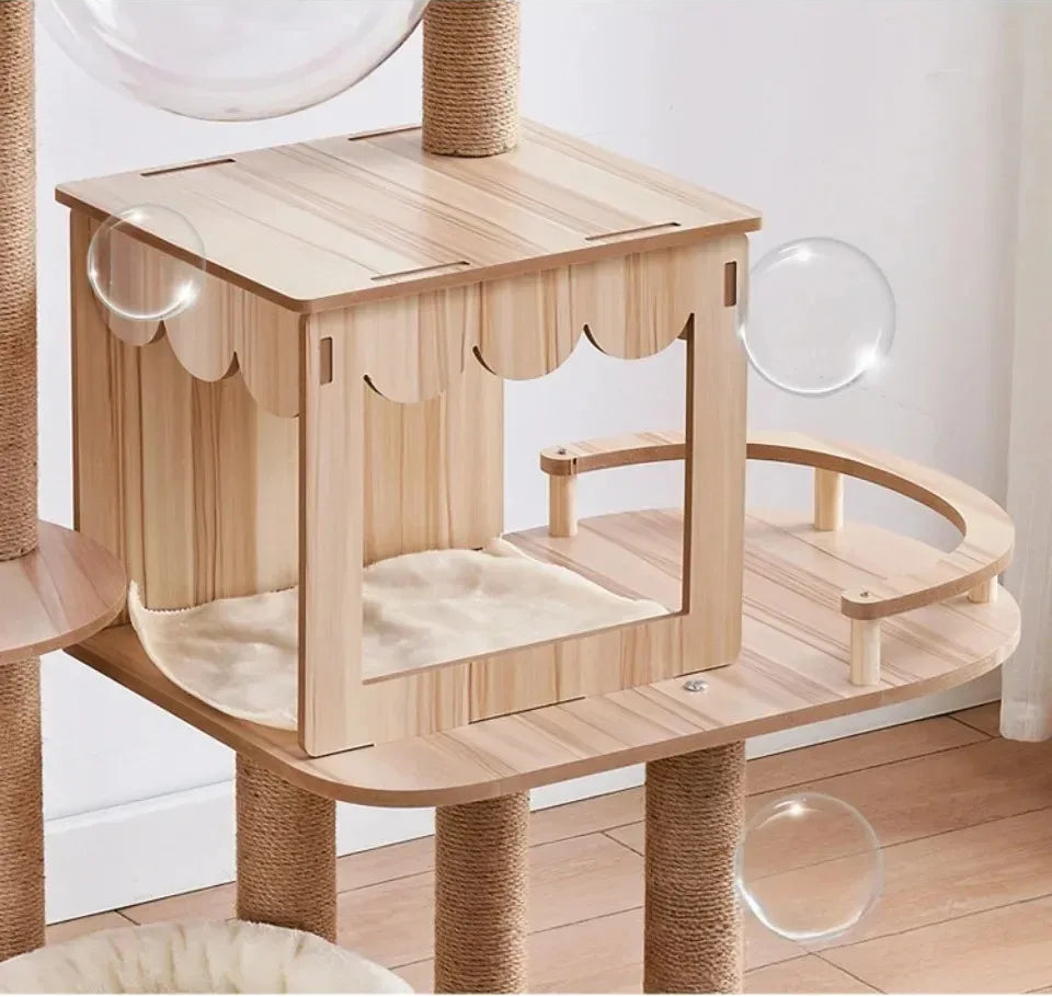 Luxury Multi-Layer Wooden Cat Tower