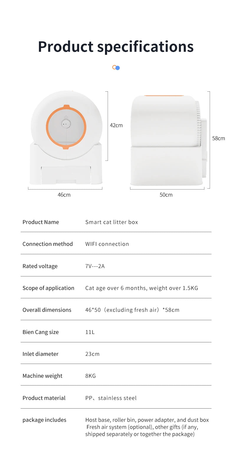Smart Automatic Self-Cleaning Cat Litter Box – App-Controlled, UV Sterilization, Large Capacity