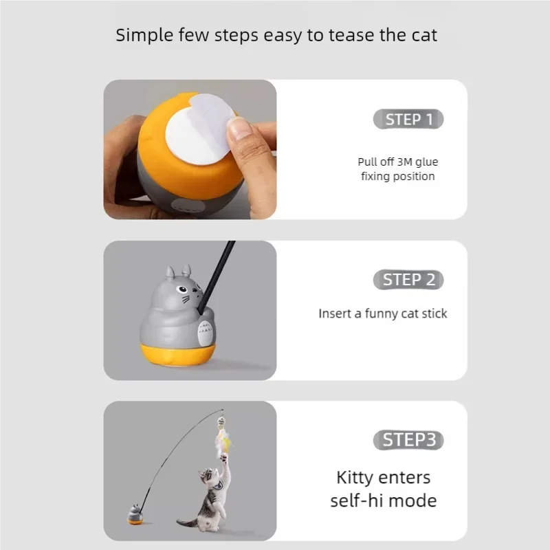 360° Rotating Cat Teaser – Dragon Totoro Design with Bell
