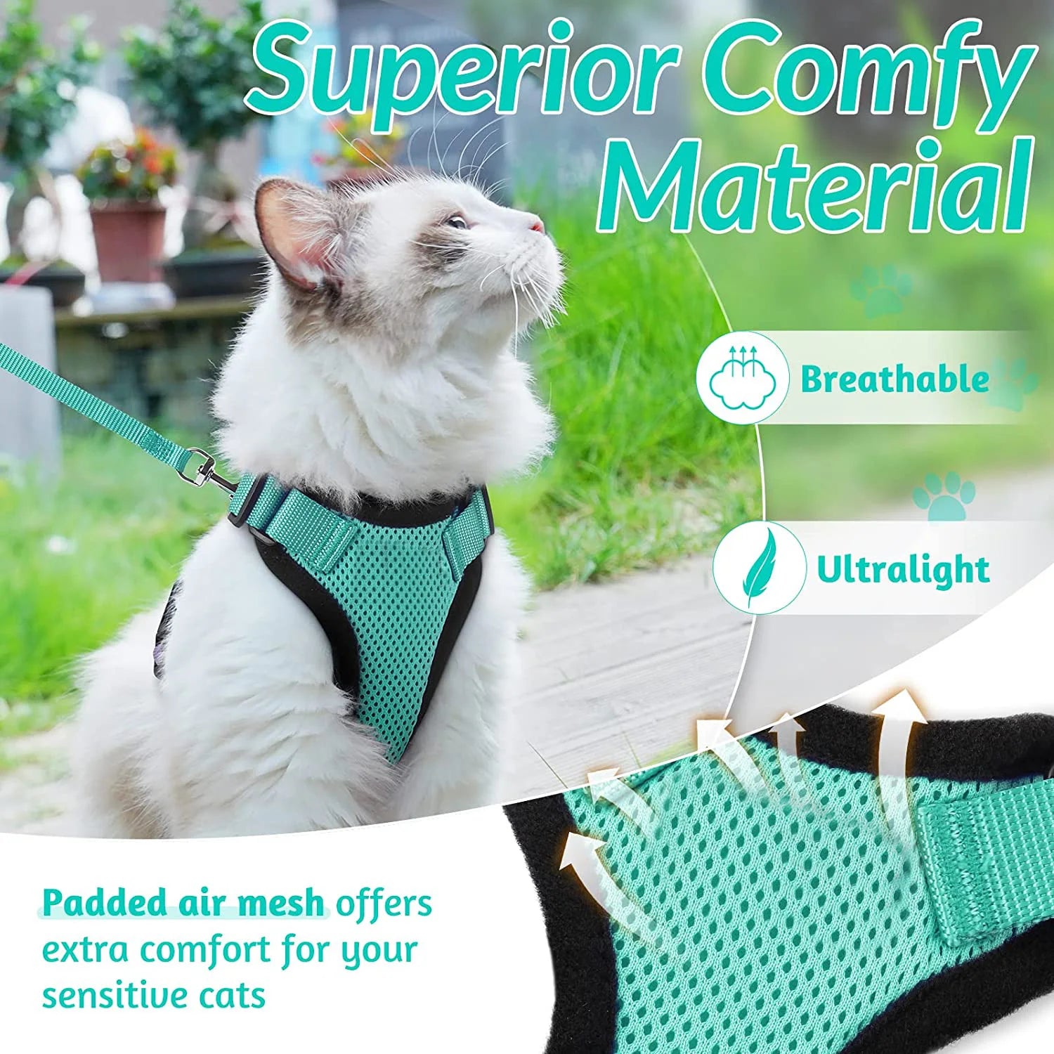Soft Adjustable Cat Vest Harness – Comfortable, Breathable, and Safe