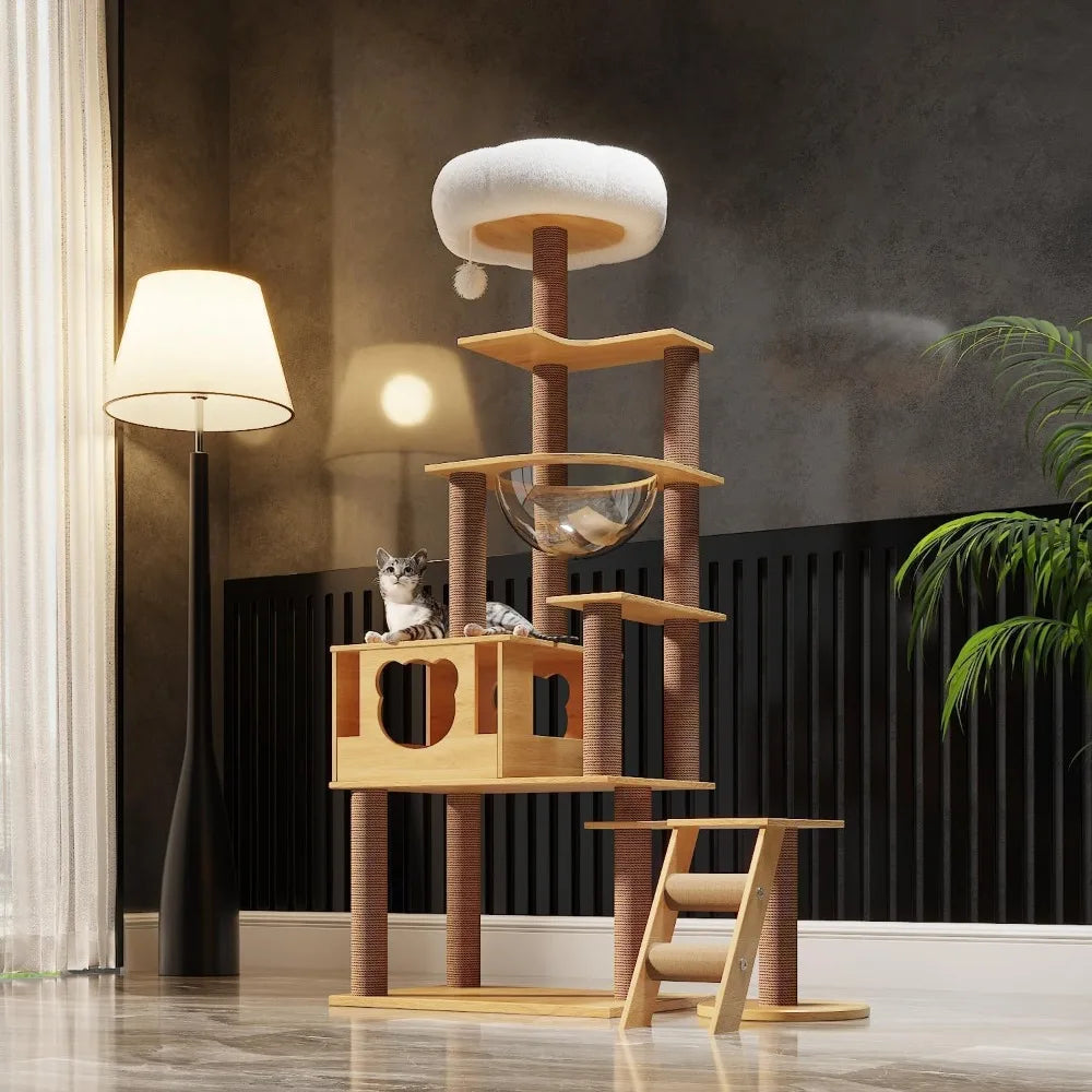 Luxury Multi-Layer Wooden Cat Tower
